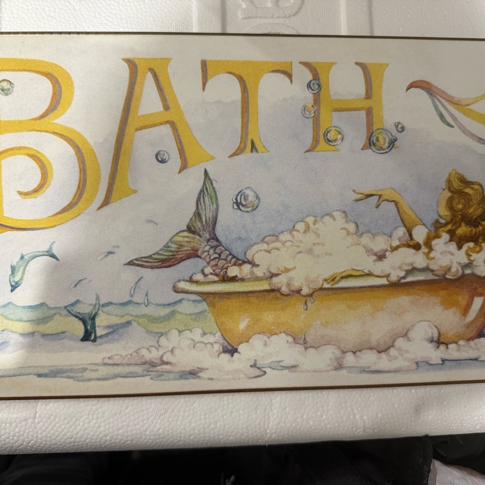 Mermaid Bath Sign - Gold and Blue